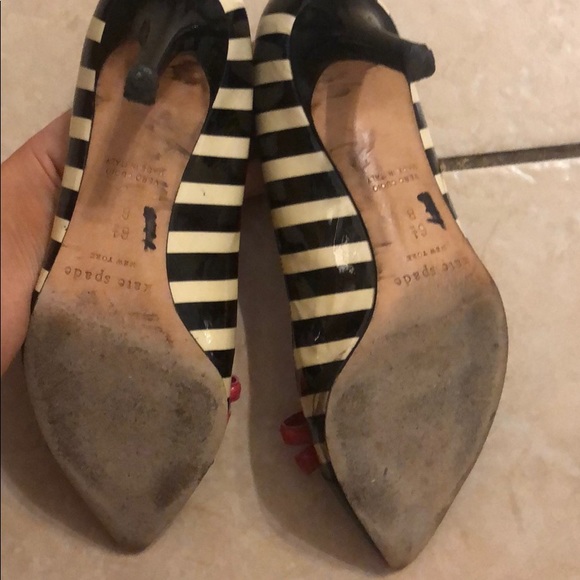 Kate Spade Patent Leather Striped Bow Stilettos - Picture 4 of 4